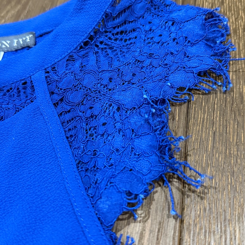 Brixon Ivy Royal Blue Lace Accent Blouse - Picture 4 of 6
